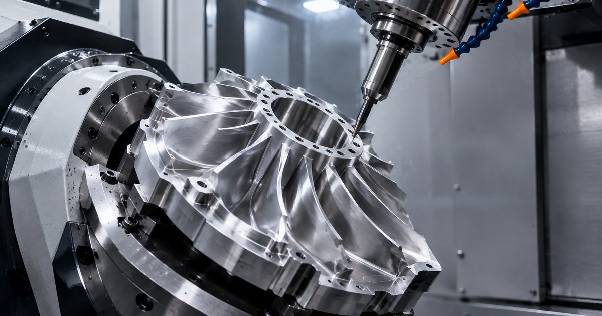 Usinagem aeroespacial em centro CNC de 5 eixos